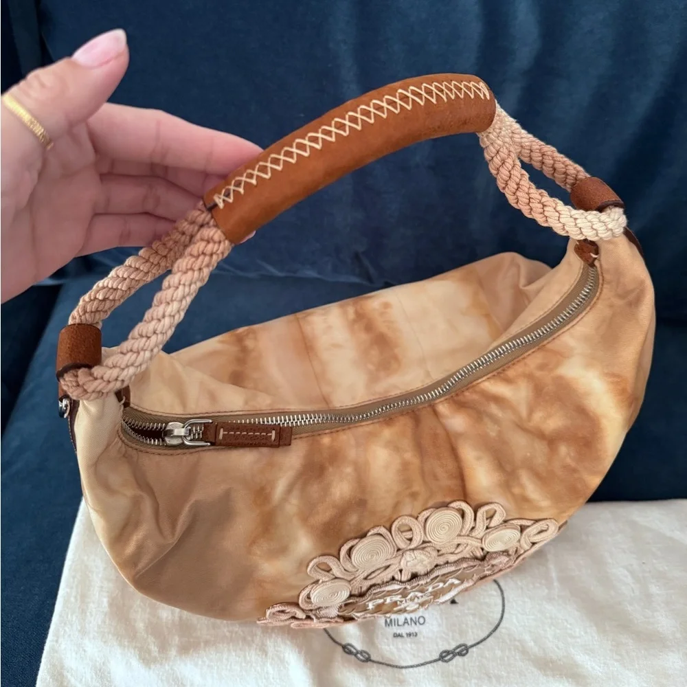 PRADA Nylon Tie Dye Knot Embellished Rope‎ hobo Bag - Picture 8 of 12